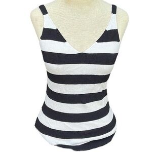 Loft black and white striped tank top v neck women’s size small